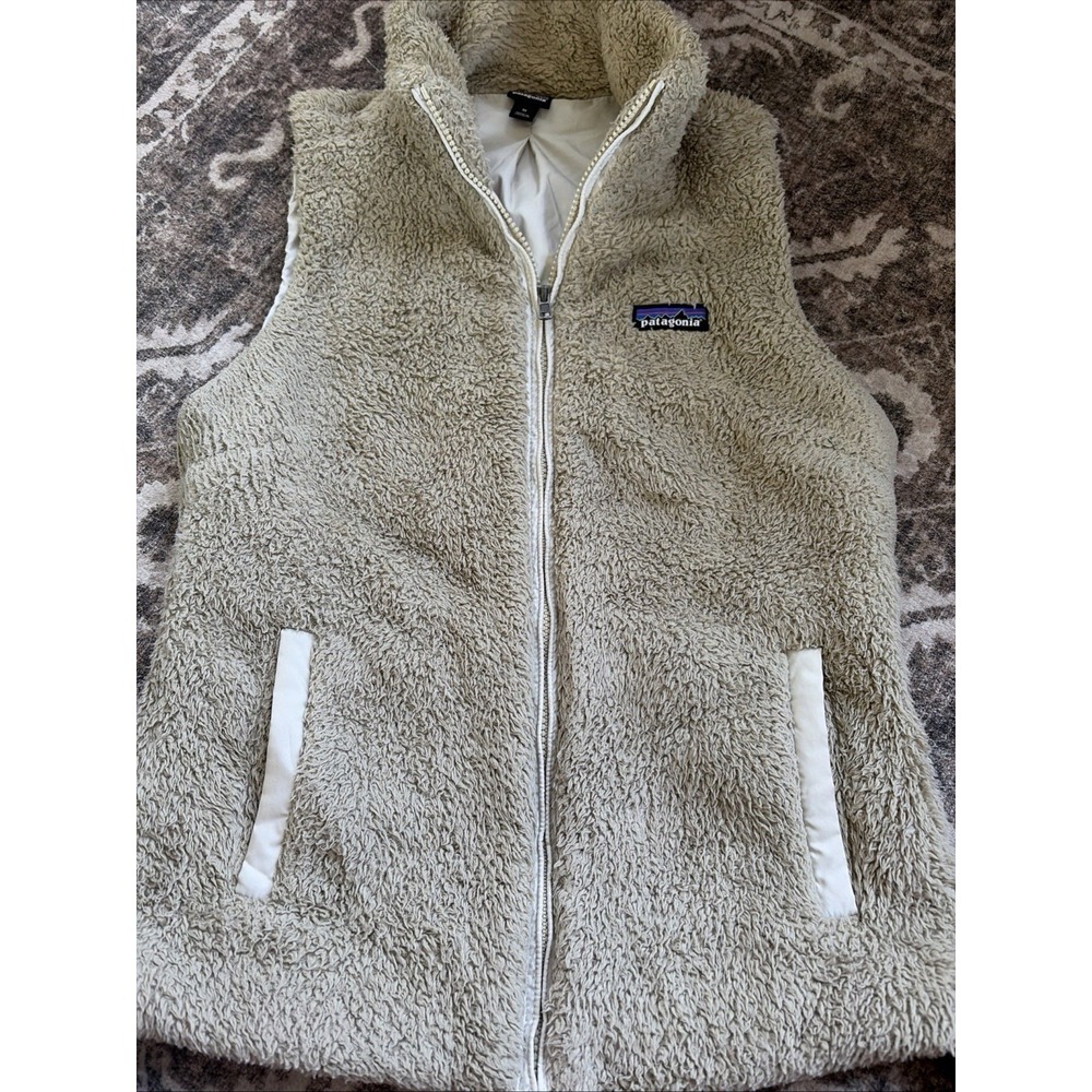Women's Medium Patagonia Los Gatos Fleece Full Zip Lined Vest Khaki